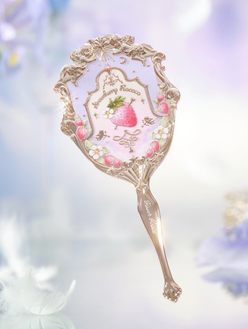 NIB Flower Knows Strawberry Rococo Series Hand Mirror Wisteria Purple